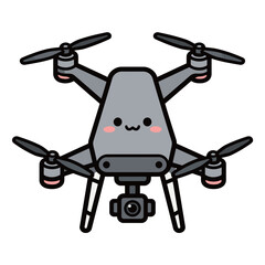 Cute Cartoon Camera Drone or Quadcopter Flying with Happy Face Illustration
