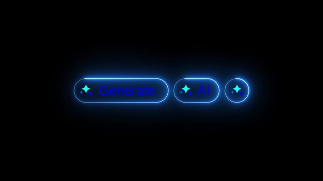 Generate AI button user interface with line rounded. Artificial intelligence Generate press button in trendy neumorphic style for app, website, and interfaces. Motion graphics of AI concept.