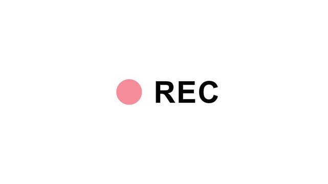 Records icon white text red circle blinking on black background. rec frame icon animation. record icon button Motion graphics of REC concept.