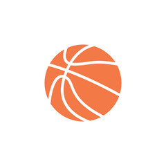 Basketball icon in orange color isolated on white background. Simple flat sport ball design for athletic, team, and training concept. Vector illustration element used for logo, game, and competition t