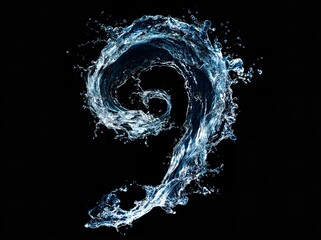Dynamic water splash forming spiral wave against a black backdrop enhancing abstract motion.