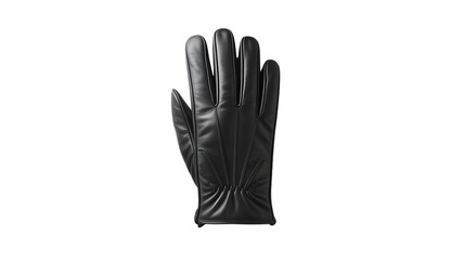 A single black leather glove with decorative stitching and stud accents, isolated on transparent background