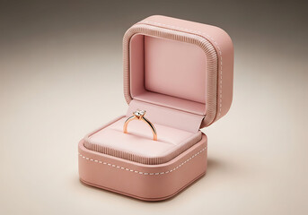 Diamond ring in open pink jewelry box image