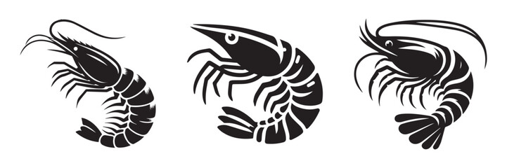 Naklejka premium Nature Landscape Outdoor Lake Shrimp Icon, Flat Silhouette of an Outdoor Scenery Vector for Fishing Illustration Design