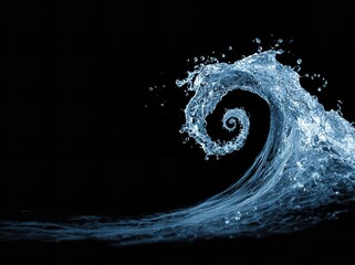 Splashing water in mid-air against a black background creates dynamic and refreshing imagery.