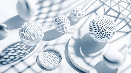 Abstract geometric shapes 3d render with intricate designs and patterns concept background