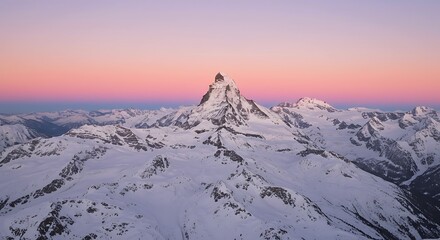 Majestic Snow-Capped Mountain Peak at Sunrise with Gradient Sky