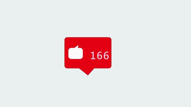 4K social media red Comments Counter, Shows Comments Over Time. Flat design speech bubble talk number counter going up. 4K with alpha matte. Easy to use with alfa channel - Powered by Adobe