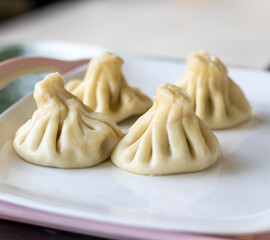Traditional Georgian meal called khinkali. Food