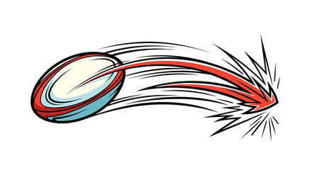 Dynamic Rugby Ball in Motion with Speed Trails and Impact Effect.