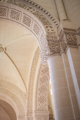 Naklejka premium Detail of arch with richly decorated carvings inside of Basilica Ta' Pinu, Gharb - Gozo MALTA