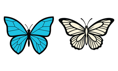 Obraz premium Butterfly butterflies insect insects nature wildlife animal animals wing wings blue white vector art on transparent background