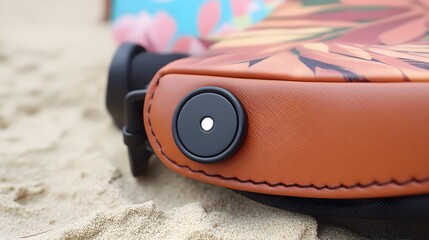 Close up of a tropical bag on the sand showcasing detail craftsmanship