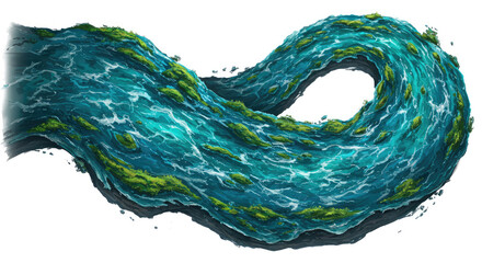 Abstract flowing water ribbon infinity symbol organic textures.