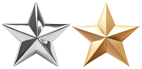Obraz premium PNG Metallic stars in harmony, element set on transparent background