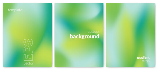 Abstract liquid background. Gradient mesh. Effect blend green nature color. Blurred fluid colorful mix. Modern design template for web cover, header, ad banner, poster, brochure, flyer. Vector image