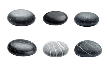 collection of Rock boulder on white background.