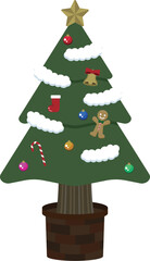 Cute Basic Christmas Tree, Merry Christmas, White Background, Transparent / 可愛いベーシックなクリスマスツリー メリークリスマス 白背景 透過