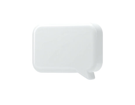 A glossy white speech bubble, slightly elevated, against a stark black backdrop