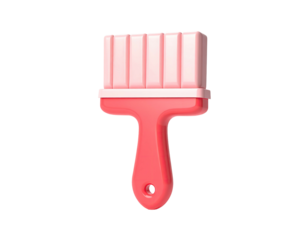 A 3D-rendered, glossy pink paintbrush isolated against a black background
