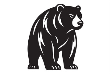 Naklejka premium white and black Black bear silhouette vector or white background