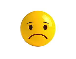 Fototapeta premium A three-dimensional, sad-faced emoji in yellow against a black background