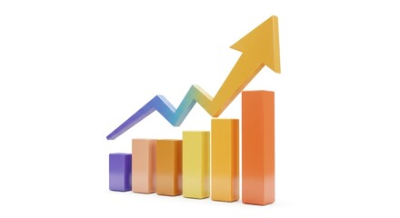 Business growth chart graphic illustration isolated on white background