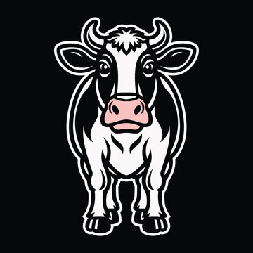 Happy Cow Mascot &ndash; Cute Farm Animal Vector Illustration