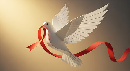 World AIDS Day Awareness Illustration, Symbolic Red Ribbon & Hope