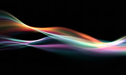 Abstract flowing multicolored light painting against black background, dynamic and vibrant with a futuristic tone.