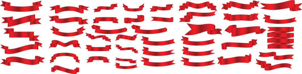 pack of red ribbon band element banner design , Massive Vector Set of Red Ribbon Banners in Various Shapes and Styles
