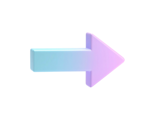 3D render of a right-pointing arrow with a gradient color scheme