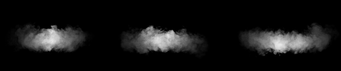Horizontal white smoke or fog isolated on black background, perfect for design, cinematic overlay, or vapor effect. Ideal for advertising, visual effects, and creative projects.