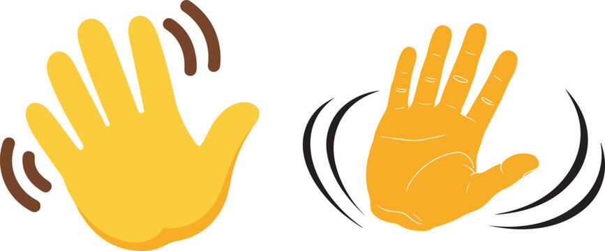 Waving Hand Vector Flat Icon &ndash; Hello, Hi, Bye Hand Gesture Emoji Illustration