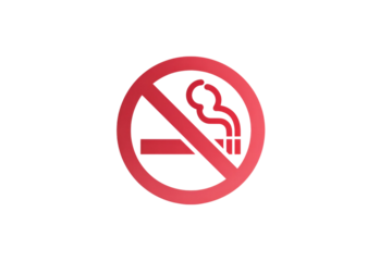 A universal red no smoking sign, featuring a cigarette with smoke crossed out, indicating prohibition in designated areas. background removed