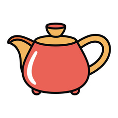 Obraz premium Illustration of a red teapot with a yellow lid, spout, and handle