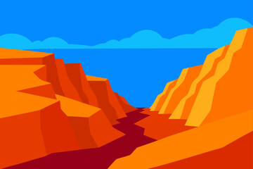 Illustration of a canyon with sky and some clouds