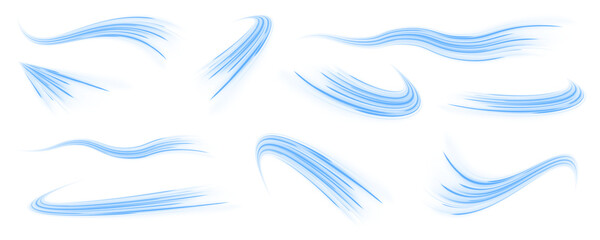 Blue speed streaks flash across the canvas, suggesting real-time data streaming. The energy of motion captured in elegant curves. Perfect for tech-driven visuals. PNG