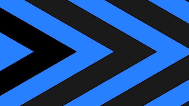 Dynamic and seamless blue and black chevron pattern background animation.