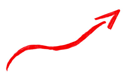 Red Hand Drawn Upward Arrow PNG &ndash; Growth, Progress, and Success Symbol on Transparent Background