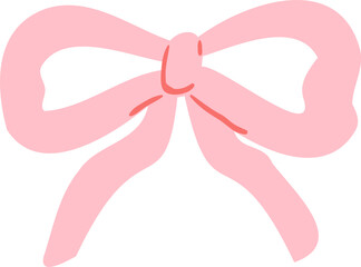 Hand drawn Illustration of Pink Ribbon Bow