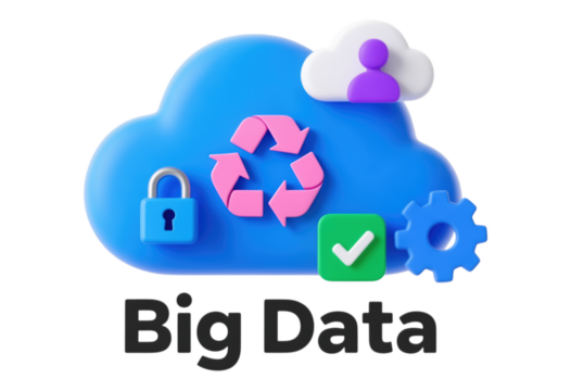 Blue Cloud Icon with Transparent Background, Glossy Design Element for Big Data