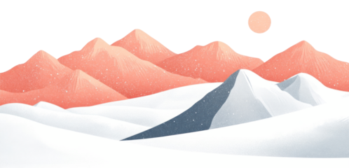 PNG Snowy peaks with layered ridges mountains illustration minimalist.