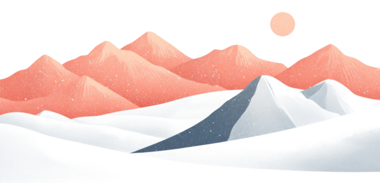 PNG Snowy peaks with layered ridges mountains illustration minimalist.