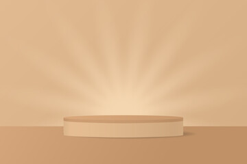 Beige podium, abstract background with radial sparkle