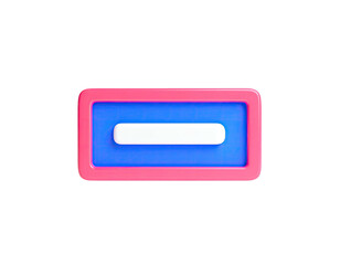 3D-rendered rectangle in pink, blue and white on black background