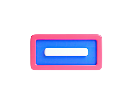 3D-rendered rectangle in pink, blue and white on black background