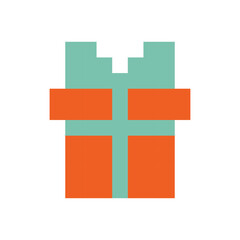 Pixel art Gift Box Isolated Vector Illustration. Perfect choice for retro themed projects and digital decoration concepts