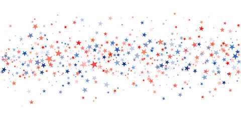 USA flag stars background, red and blue stars confetti