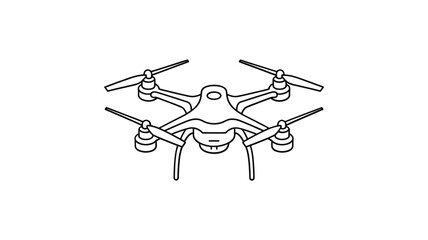 Modern quadcopter drone illustration with four propellers and landing gear in a clean line art style © HABIBULLA